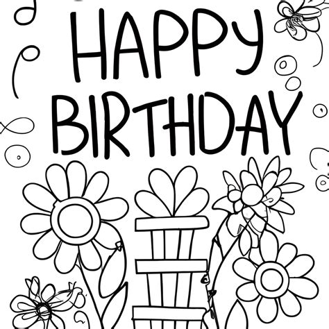 Happy birthday cards coloring page