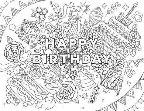 Happy birthday coloring pages for adults