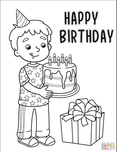 Happy birthday coloring pages for boys