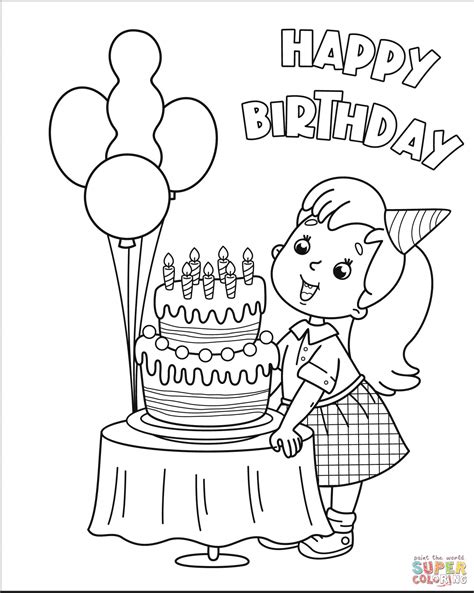 Happy birthday coloring pages for girls