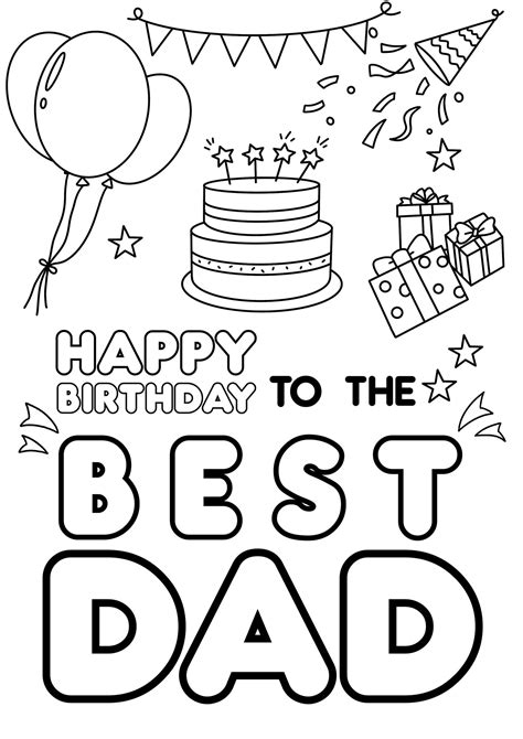 Happy Birthday Daddy Coloring Page 3