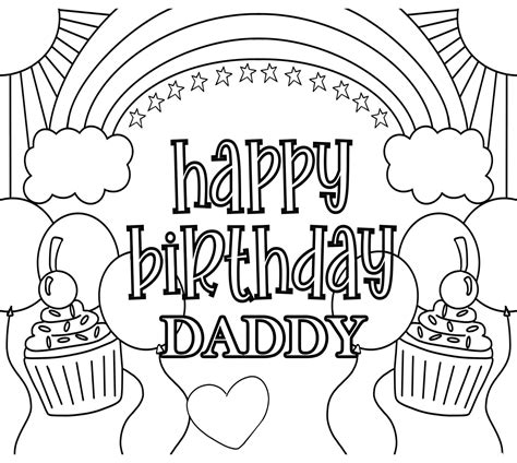 Happy Birthday Daddy Coloring Page 7