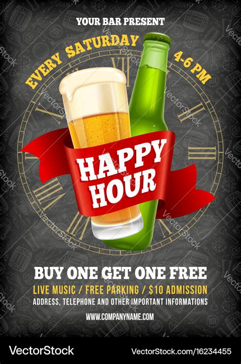 Happy Hour Flyer Template Vector