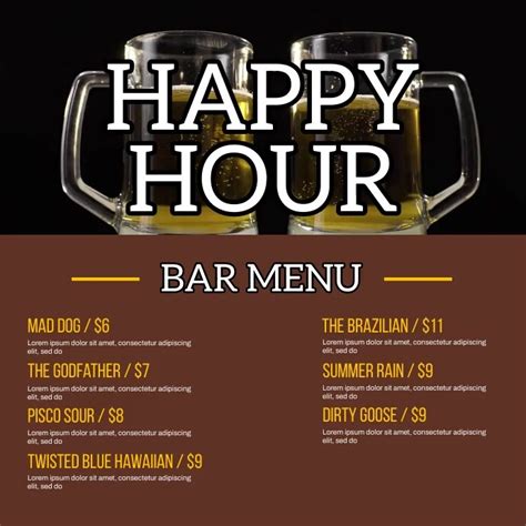 Happy Hour Menu Template