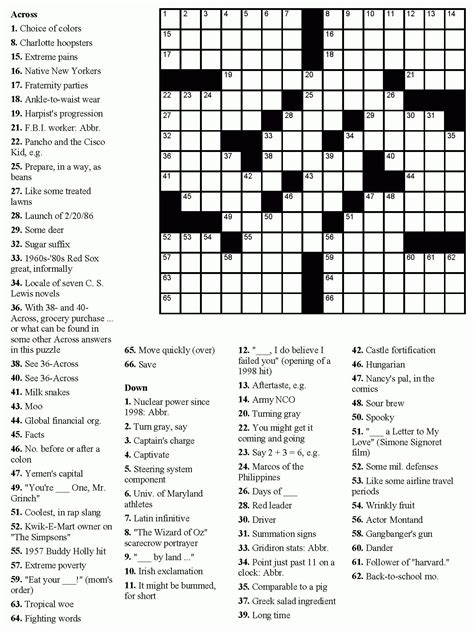 Hard Crossword Puzzle Online