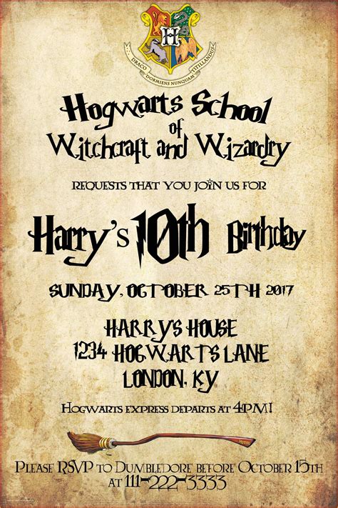 Harry Potter Birthday Invitation Template