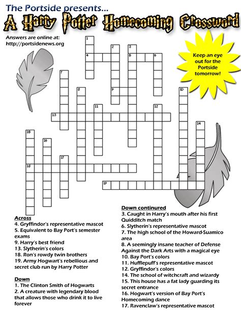 Harry Potter Spells and Potions Crossword Puzzle