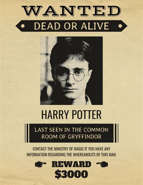 Harry Potter Wanted Poster Example 6