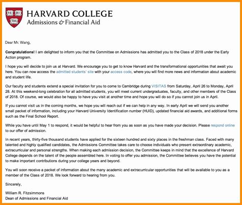 Harvard Acceptance Letter Template Example 4