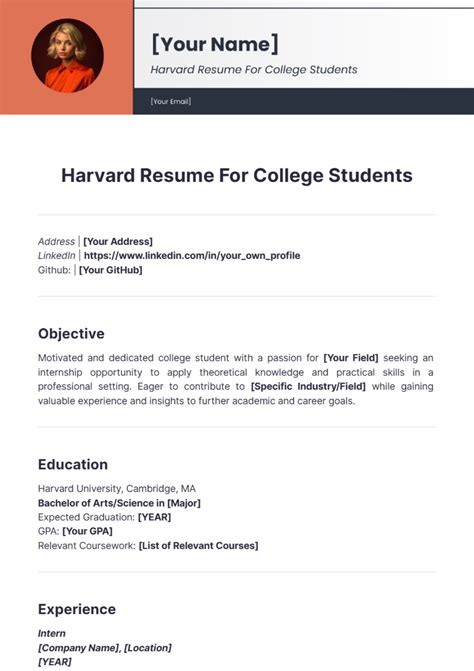 Harvard Resume Template 3