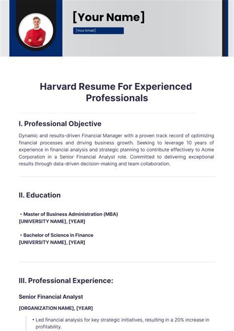 Harvard Resume Template 4