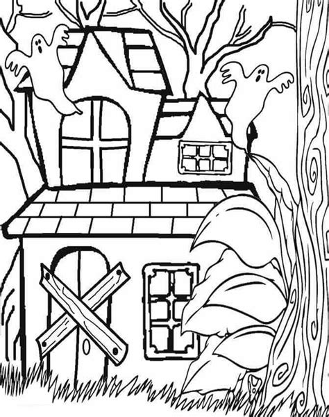 Haunted Forest Coloring Page