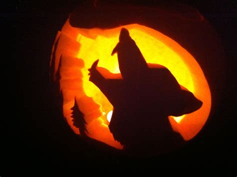 Haunted Forest Wolf Pumpkin Carving