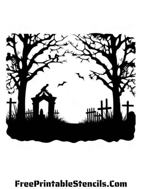 Haunted Graveyard Stencil