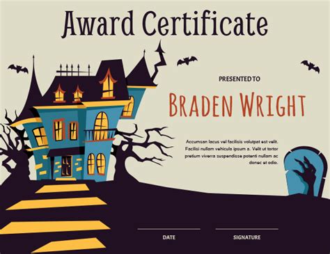 Haunted House Certificate Template