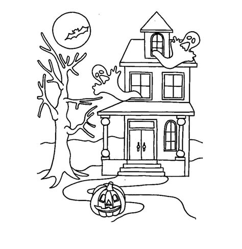 Haunted House Coloring Page For Kids