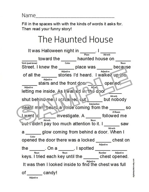 Haunted House Mad Libs