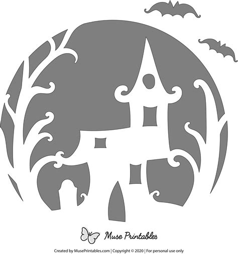 Haunted House Pumpkin Stencil