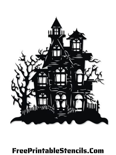 Haunted House Stencil