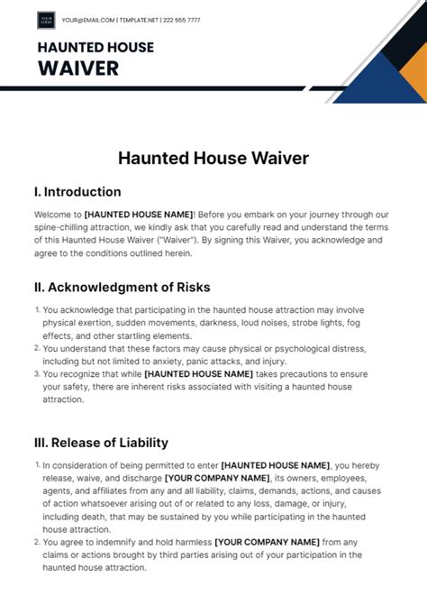 Haunted House Waiver Form Examples