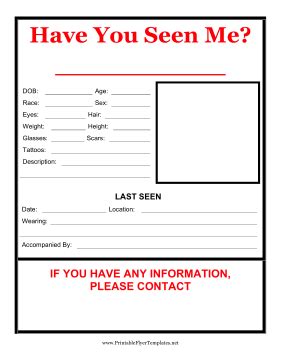 A customizable Have You Seen Me poster template