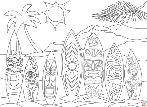 Hawaii coloring pages for kids and adults