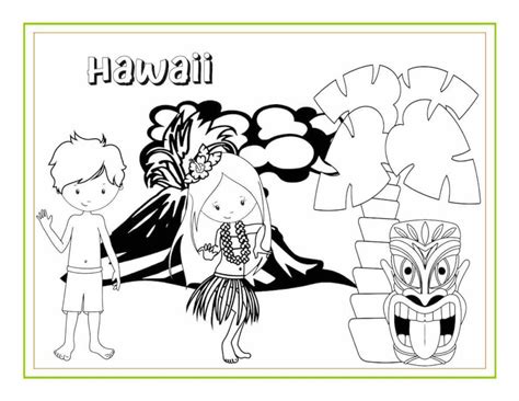 Hawaii cultural coloring pages for kids