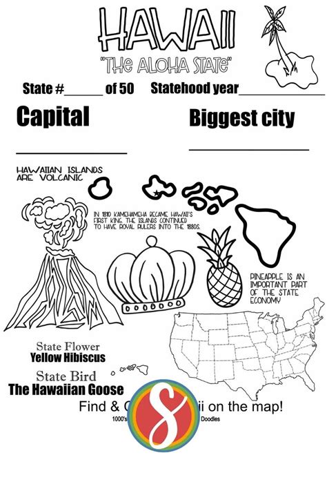 Hawaii fun coloring pages for kids