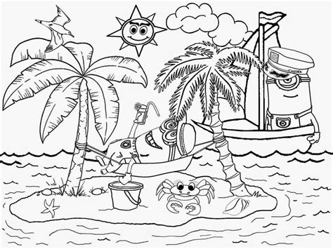 Hawaii landscapes coloring pages for kids