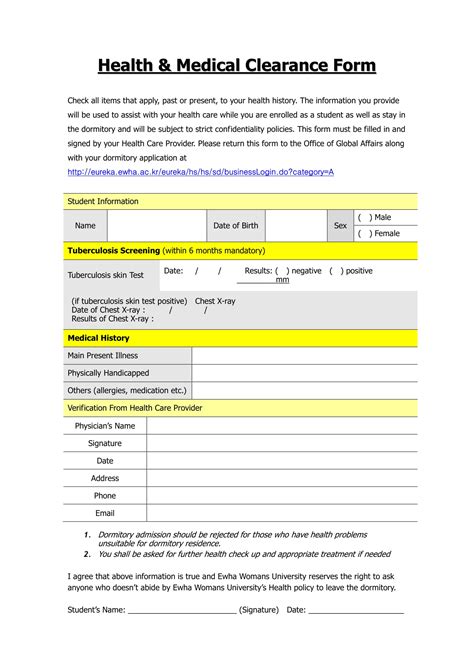 Health Clearance Forms