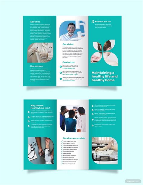 Healthcare tri-fold brochure template for InDesign