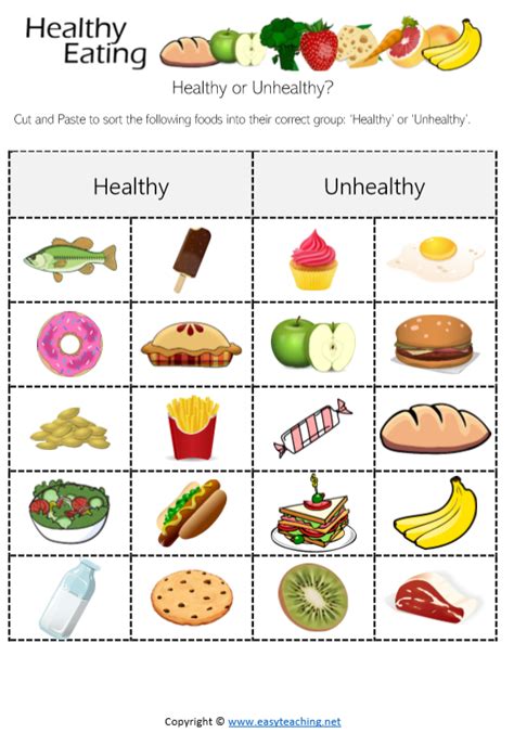 Healthy Eating Worksheets for Adults