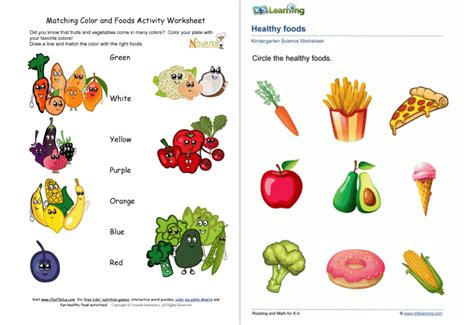 Healthy Food Worksheets for Preschool