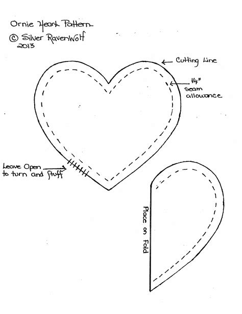 Heart template sewing