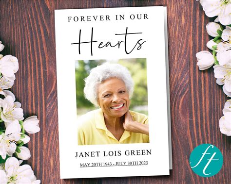 Example of a heartfelt memories funeral program template