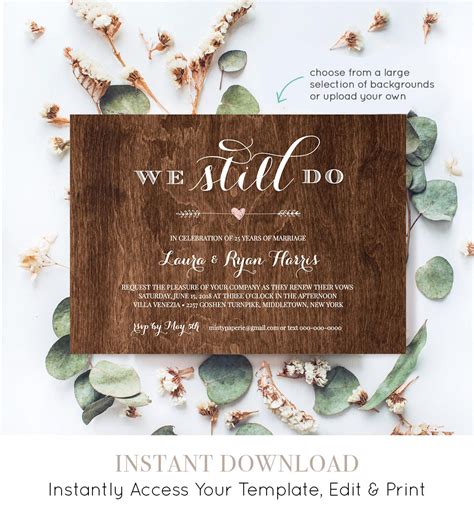 Heartfelt Renewal of Vows Invitation Template