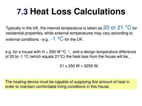 Heat loss calculation methods