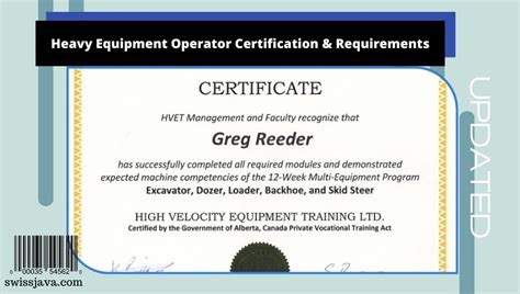 Heavy Equipment Operator Certification