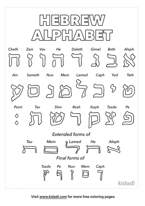 Hebrew Alphabet Coloring and Writing