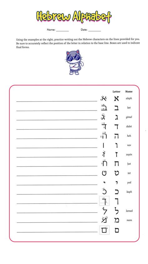 Hebrew Alphabet Practice Reading