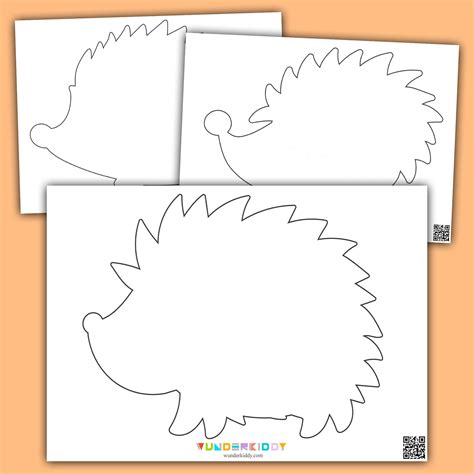 Hedgehog craft template with a hedgehog body and quills