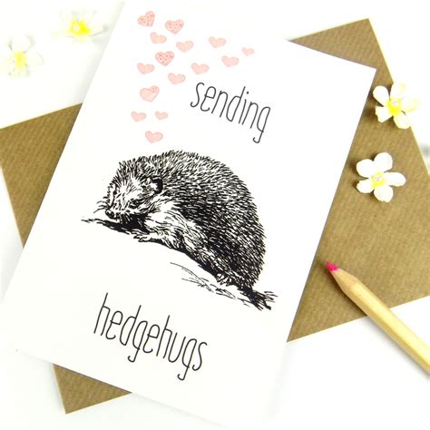 Hedgehog greeting card template with a hedgehog and flowers