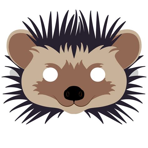 Hedgehog mask template with a hedgehog face and quills