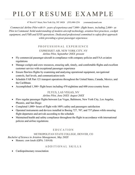 Helicopter Pilot Resume Format Example