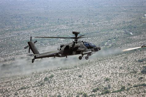 Hellfire missile firing from Apache helicopter