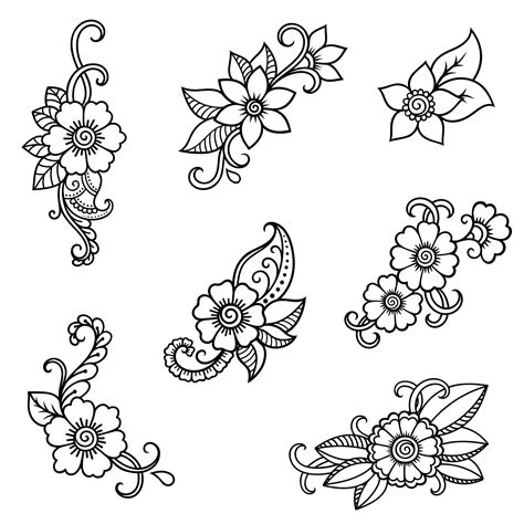 Floral Henna Stencils Printable Designs