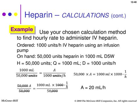 Heparin Infusion Rate Calculation Template