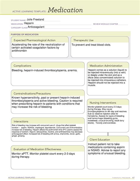 Heparin Protocol Template Gallery