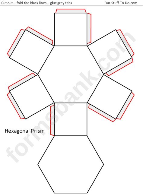 Hexagonal prisms template for kids