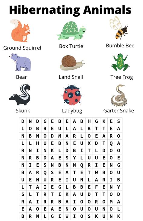 Hibernation Word Search